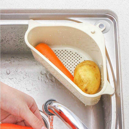 Sink Corner Strainer Beige in use