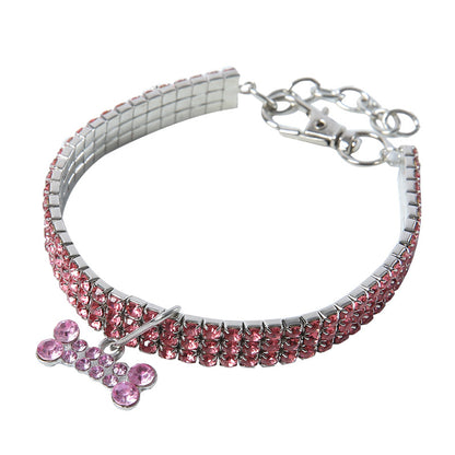 3 Row Rhinestone Crystal Collar Pet