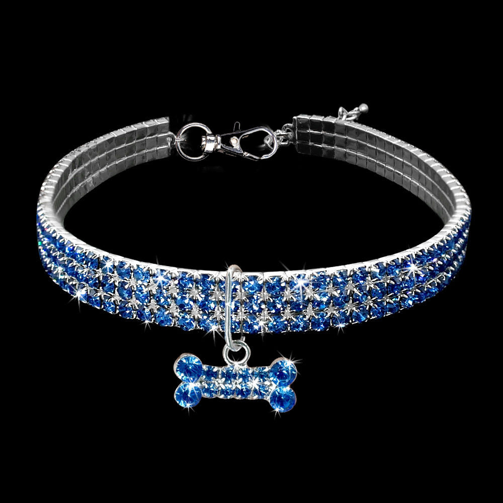 3 Row Rhinestone Crystal Collar Pet