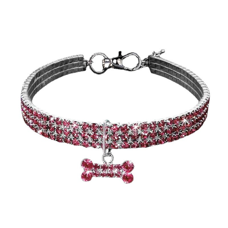 3 Row Rhinestone Crystal Collar Pet