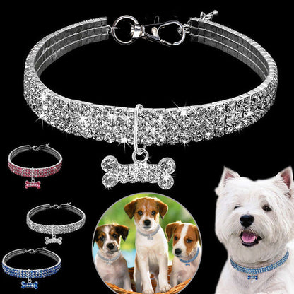 3 Row Rhinestone Crystal Collar Pet